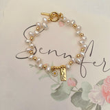 Floral Charm Pearl Bracelet