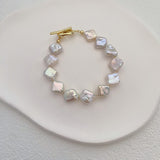 Square Diamond Pearls Bracelet