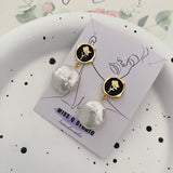 Black Rose Baroque Pearls Earring