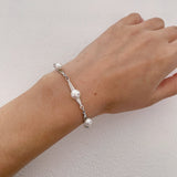 Silver Chain Pearls Bracelet