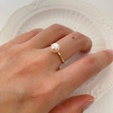 Pink Bamboo Pearl Ring