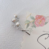 Silver Bouquets Pearls Brooch