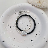Noah Black Agate Pearls Bracelet