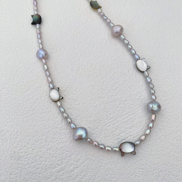 Cat Grey Pearls Necklace