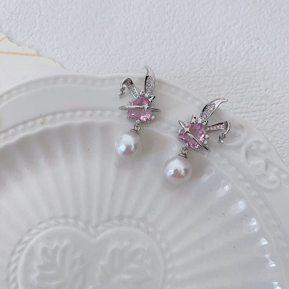 Pink Bunny Baroque Pearls Earring