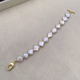 Square Diamond Pearls Bracelet