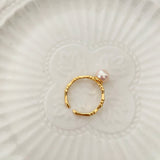 Pink Bamboo Pearl Ring