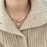 Gold Linear Pearls Necklace