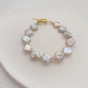 Square Diamond Pearls Bracelet