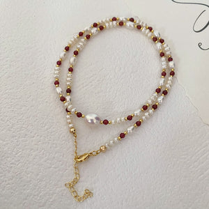 Garnet Pearls Necklace