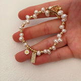 Floral Charm Pearl Bracelet