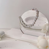 Silver Knight Pearls Bracelet