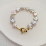 Square Diamond Pearls Bracelet