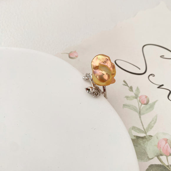 S925 Rose Baroque Pearls Ring