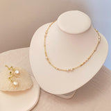 Golden Linear Pearls Necklace