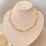 Golden Linear Pearls Necklace