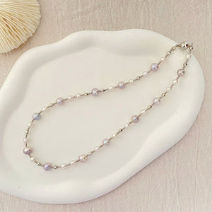 Gray Starry Pearls Necklace