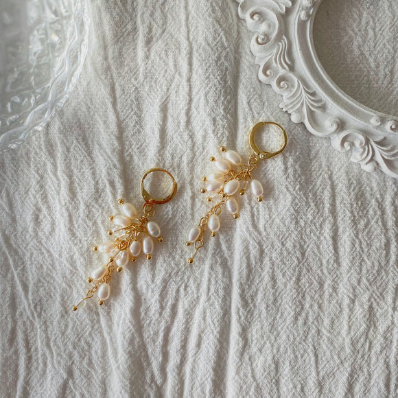 White Grape Pearl Earrings