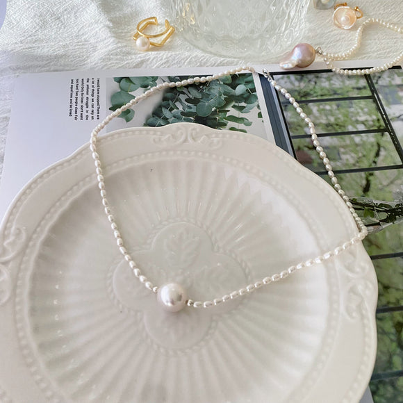 3mm Simple Baroque Pearls Necklaces