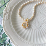 Vintage White Chalcedony Pearls Pendant Necklaces