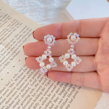 Vintage beaded Pearls Earrings - White