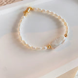3-4mm Silver Bar Pearls Bracelets