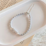 3-4mm Silver Bar Pearls Bracelets