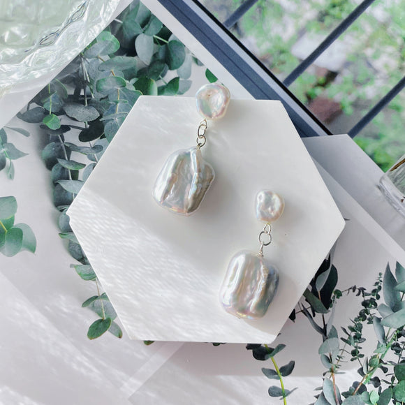 Baroque Square Pearls Earrings