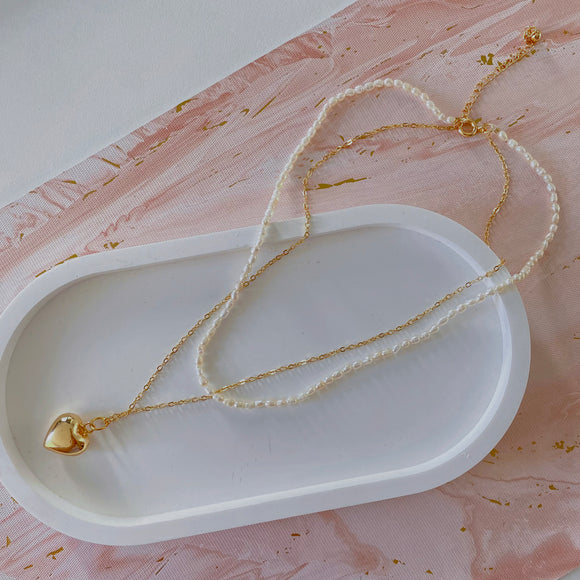 LOVE Heart 2 Layers Pearls Necklaces