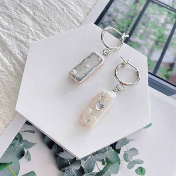 Silver Bar Asymmetry Earrings