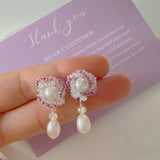 Rose Pearls Earrings