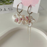 Butterfly & Flower Asymmetry Pearls Earrings