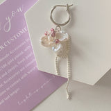 Butterfly & Flower Asymmetry Pearls Earrings