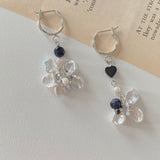 Black & White Flower Pearls Earrings