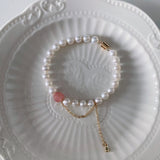 5.5-6mm Pink Agate Pearls Bracelets
