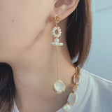 Rose Long Pearls Earrings