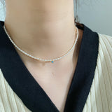 2.8mm Blue Oval Pearls Necklaces