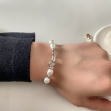Silver Curve Baroque Pearls Bracelets
