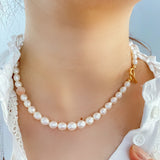 6.5-7mm Peach Agate Pearls Necklaces No.1