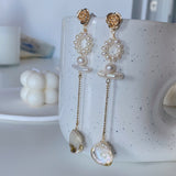 Rose Long Pearls Earrings