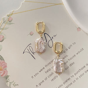 Ida Square Baroque Pearls Earrings