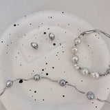 Silver Bean Pearl Earring