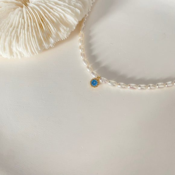 2.8mm Blue Oval Pearls Necklaces