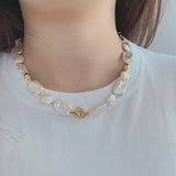 Square & Round Baroque Pearls Necklace