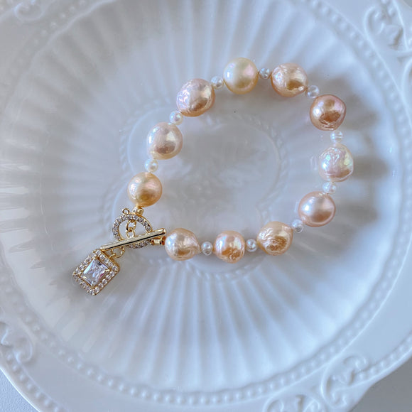 Orange Soda Baroque Pearls Bracelets