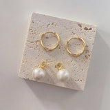 Single Hoop Baroque Pearls Earrings