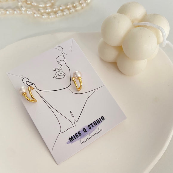 Two Rings Pearls Earrings