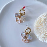 Pansy Floral Pearls Earrings