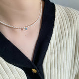 2.8mm Blue Oval Pearls Necklaces