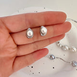 Silver Bean Pearl Earring